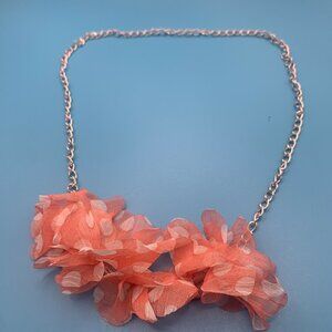 Pokadot Fabric 12” Cable Chain Necklace